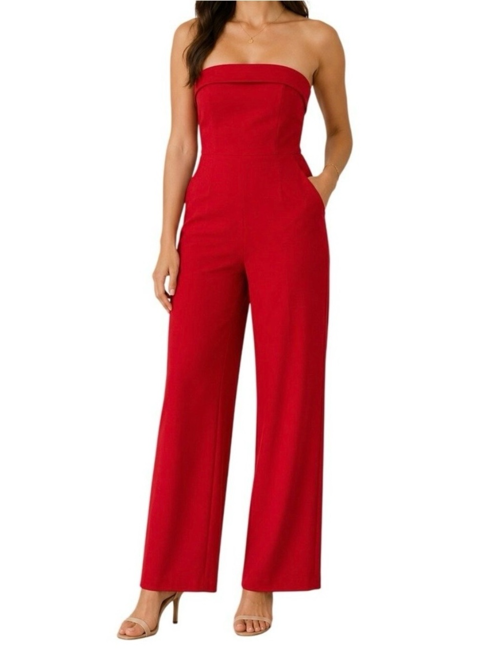 NWT Red jumpsuit strapless jumpsuit size small